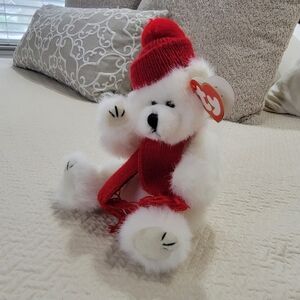 NEW Vintage TY Peppermint Polar Bear Winter Hat and Scarf